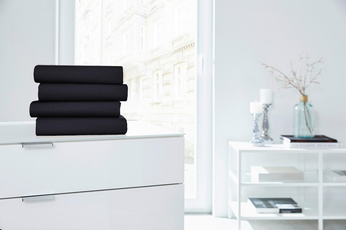 SPANNLEINTUCH 100/200 cm Jersey  - Schwarz, Basics, Textil (100/200cm)