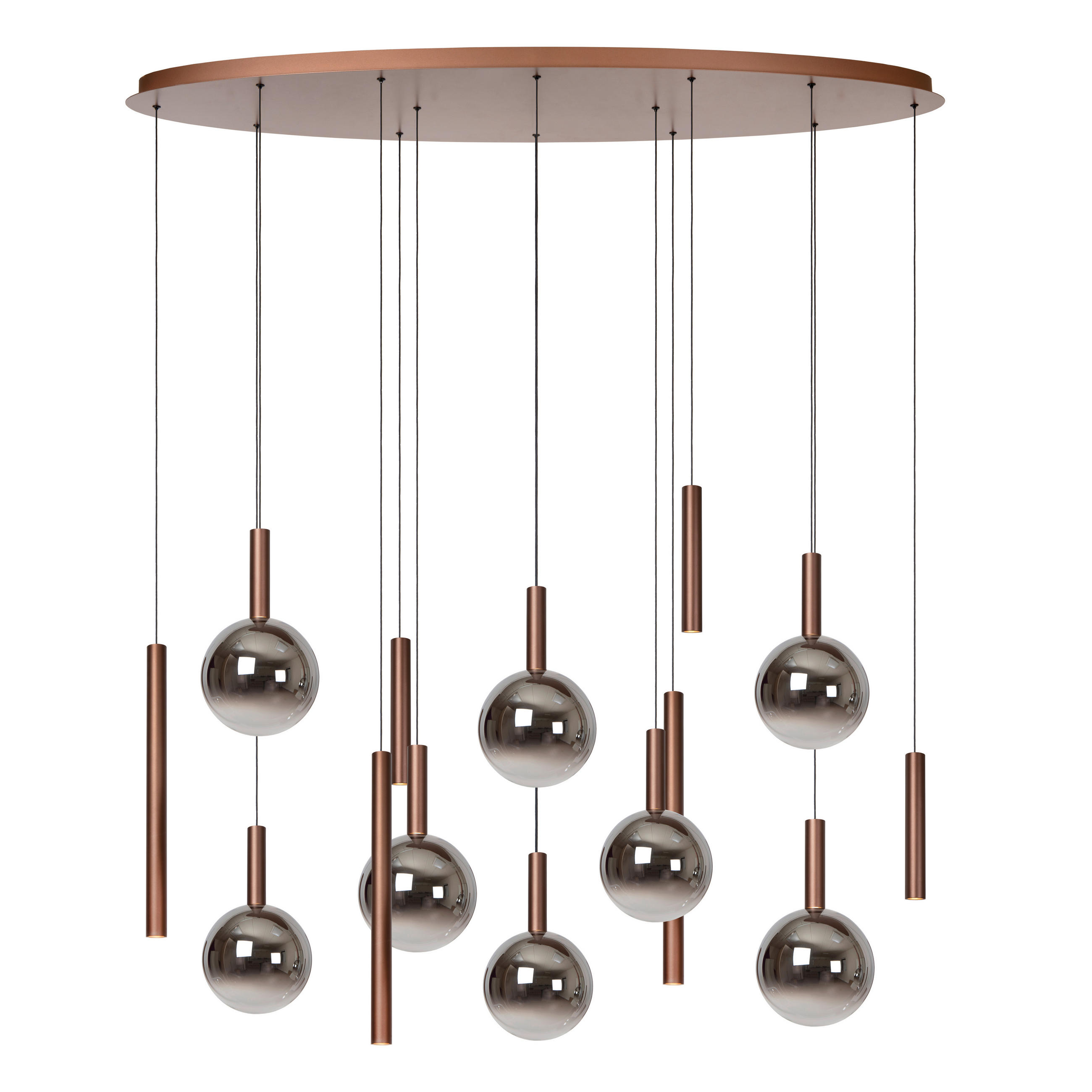 LED-PENDELLEUCHTE JASMINE 140/54/210 cm   - Rot/Grau, Design, Metall (140/54/210cm) - Lucide