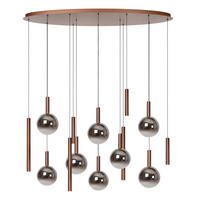 LED-PENDELLEUCHTE JASMINE 140/54/210 cm   - Rot/Grau, Design, Metall (140/54/210cm) - Lucide