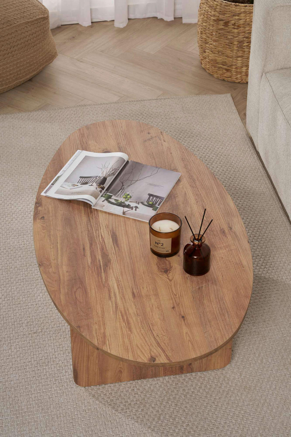 COUCHTISCH 120/40/65 cm Freiform Pinienfarben  - Pinienfarben, Design, Holzwerkstoff (120/40/65cm) - MID.YOU