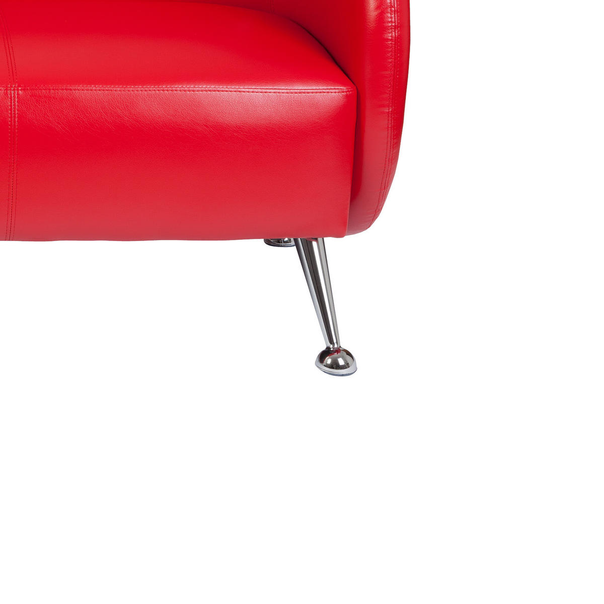 3-SITZER-SOFA  in Lederlook Rot  - Chromfarben/Rot, MODERN, Textil/Metall (168/85/58cm) - MID.YOU