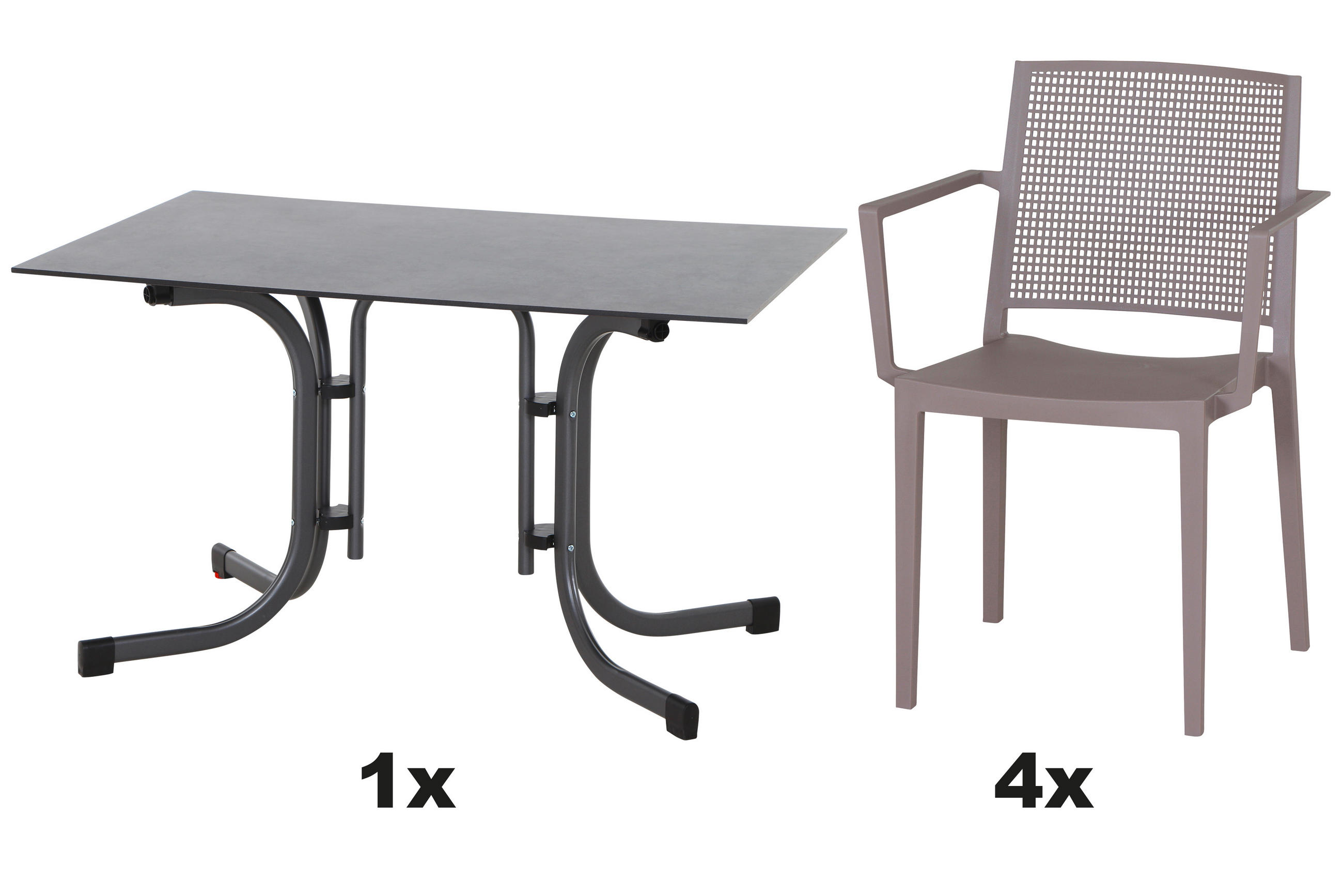 GARTENGARNITUR 5-teilig  - Taupe, Basics, Holzwerkstoff/Kunststoff (80/80/120cm) - Siena Garden