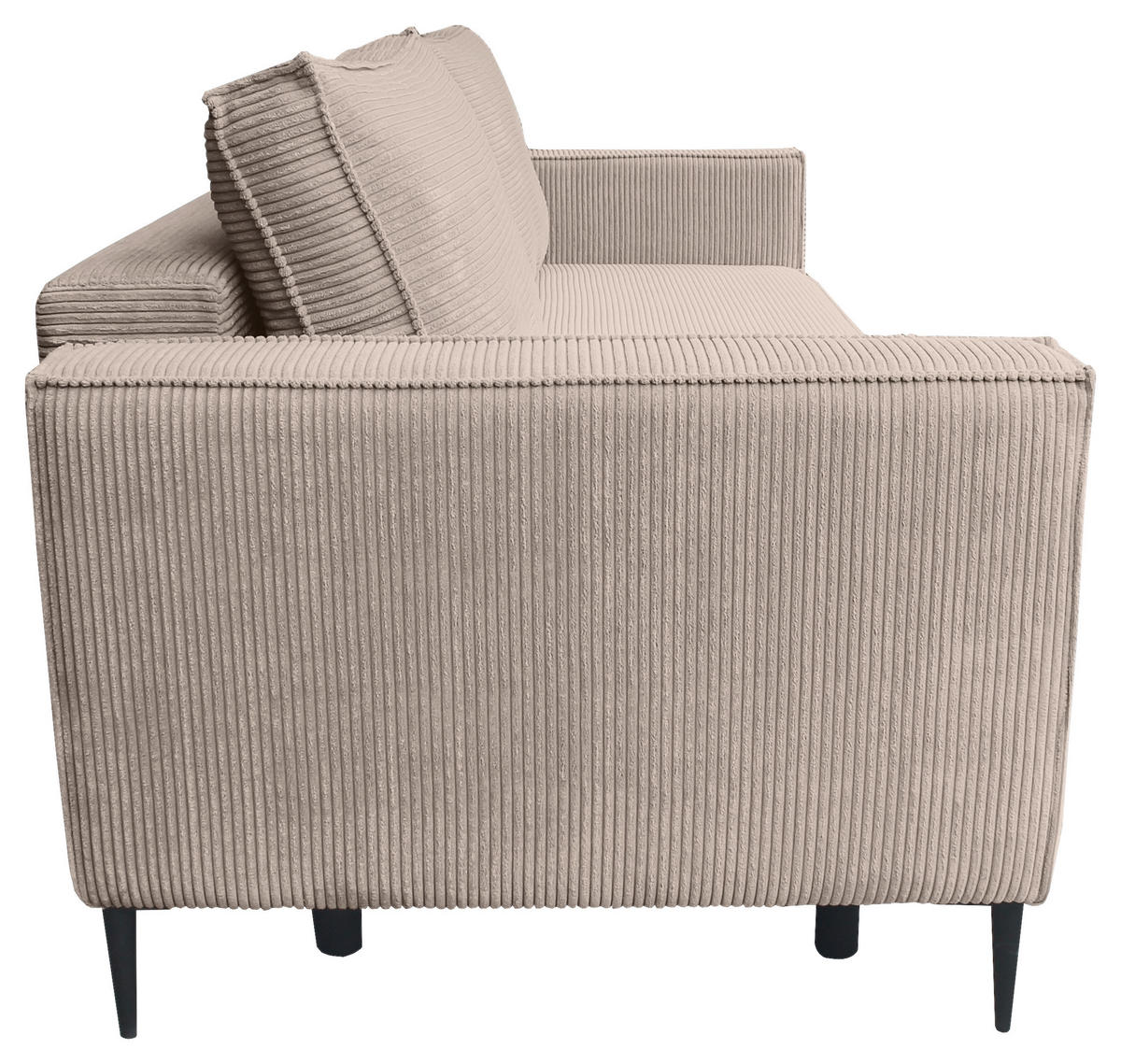 SCHLAFSOFA  mit Liegefunktion, Rücken echt, haustierfreundlicher Bezug Cord Taupe  - Taupe/Schwarz, KONVENTIONELL, Textil/Metall (222/93/98cm) - Carryhome