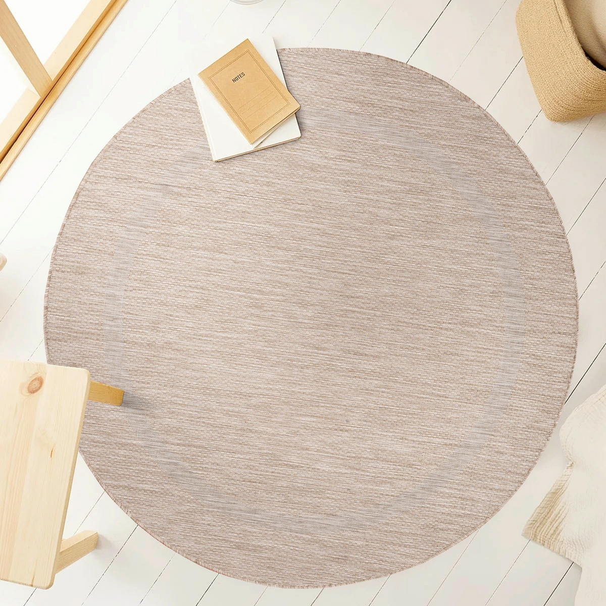 FLACHWEBETEPPICH 120/120 cm Relax Beige rund  - Beige, Basics, Textil (120/120cm) - Ayyildiz 