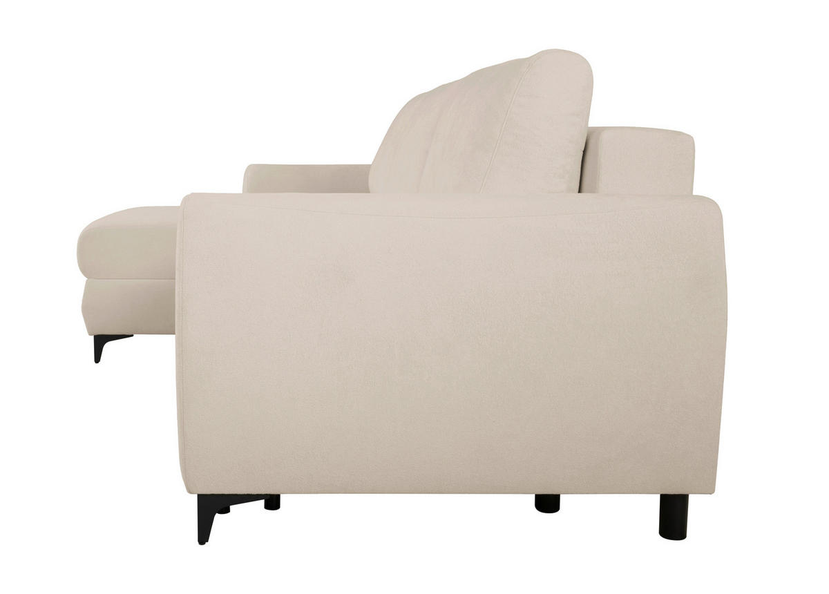 ECKSOFA Moli Taupe Bouclé  - Taupe/Schwarz, Design, Textil/Metall (236/148cm) - MID.YOU