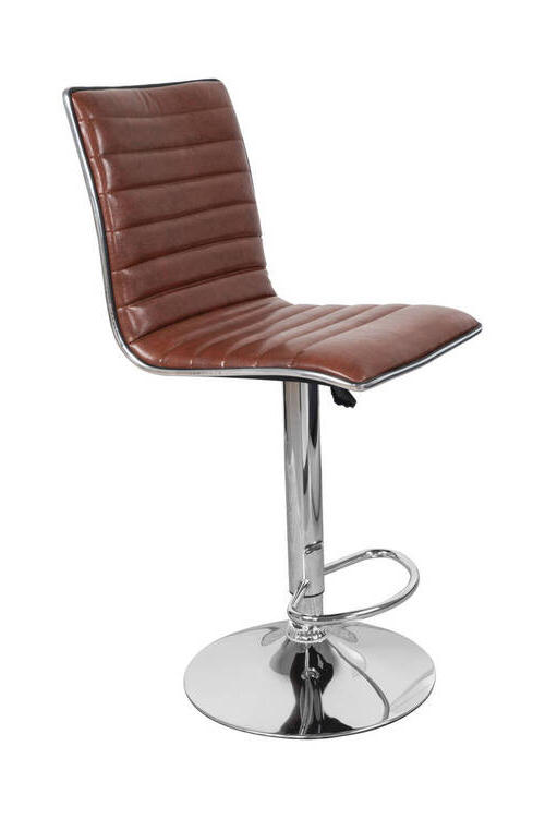 BARHOCKER-SET Braun Sitzfläche 360° drehbar, abwischbar  - Silberfarben/Braun, Design, Holz/Textil (54/95-116/41cm) - Kayoom