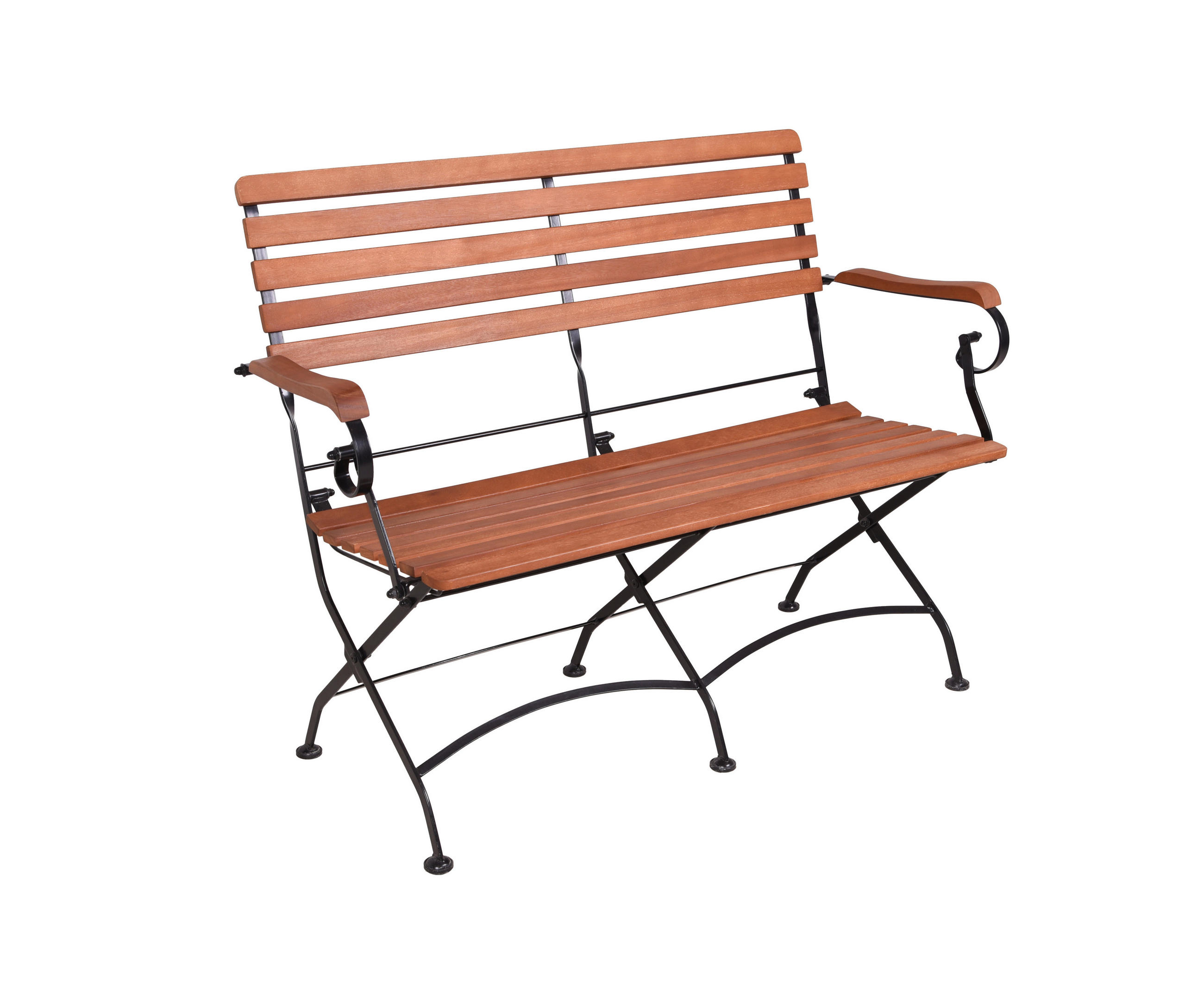 GARTENBANK 116/89/58 cm Eukalyptusholz  Stahl  - Schwarz/Braun, MODERN, Holz/Metall (116/89/58cm) - Gardenson
