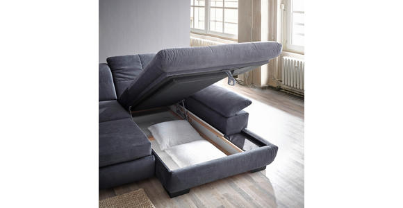 ECKSOFA Grau Velours  - Schwarz/Grau, Design, Textil (297/204cm) - Xora