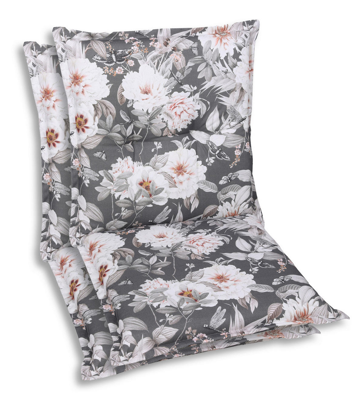 SESSELAUFLAGENSET Blume  - Anthrazit/Weiß, Basics, Textil (50/9/100cm)