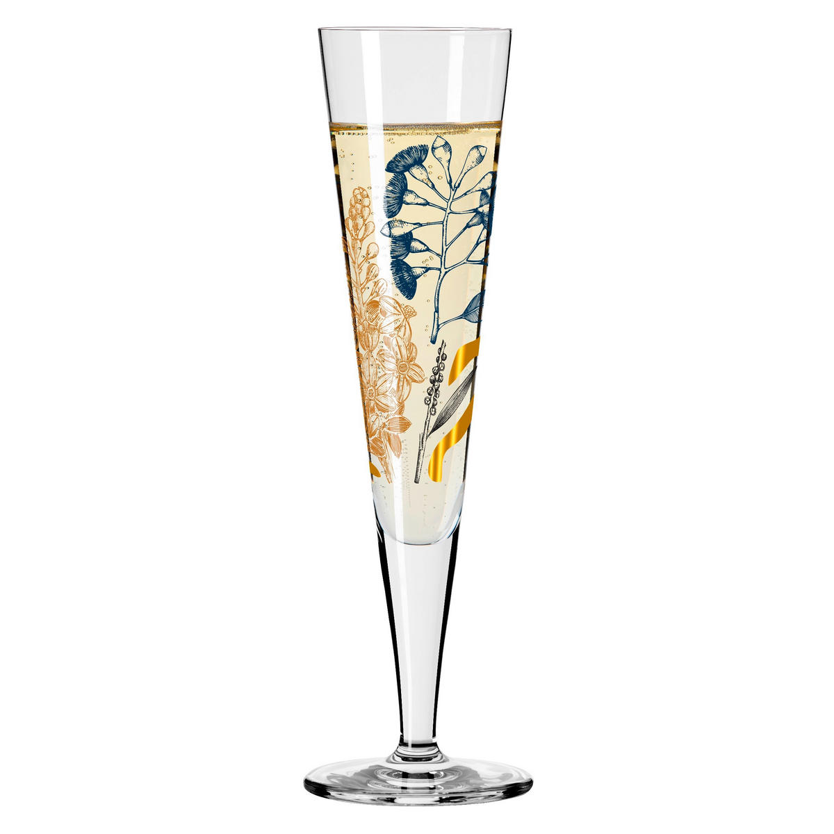 CHAMPAGNERGLAS 205 ml  - Blau/Goldfarben, LIFESTYLE, Glas (7,2/7,2/24,0cm) - Ritzenhoff