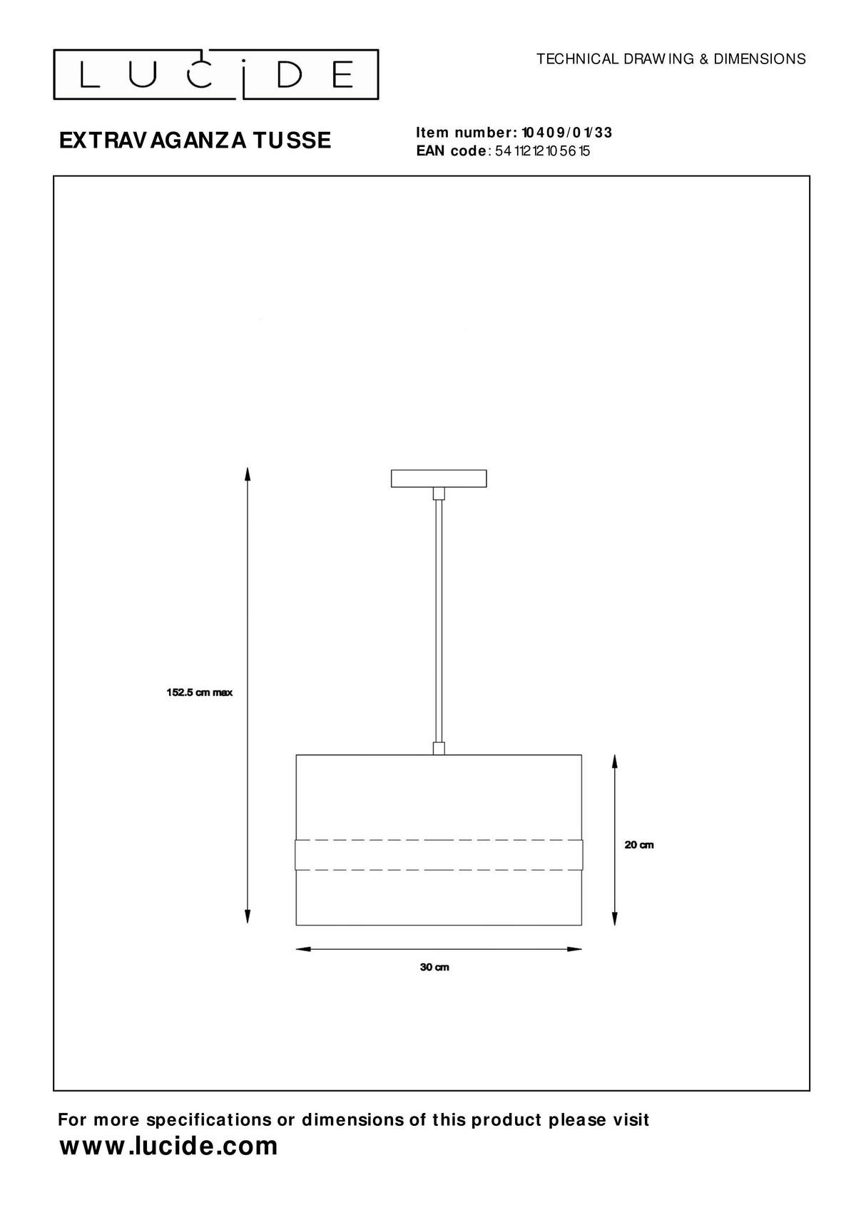 HÄNGELEUCHTE 30/30/152.5 cm    - Grün, Basics, Textil (30/30/152.5cm) - Lucide