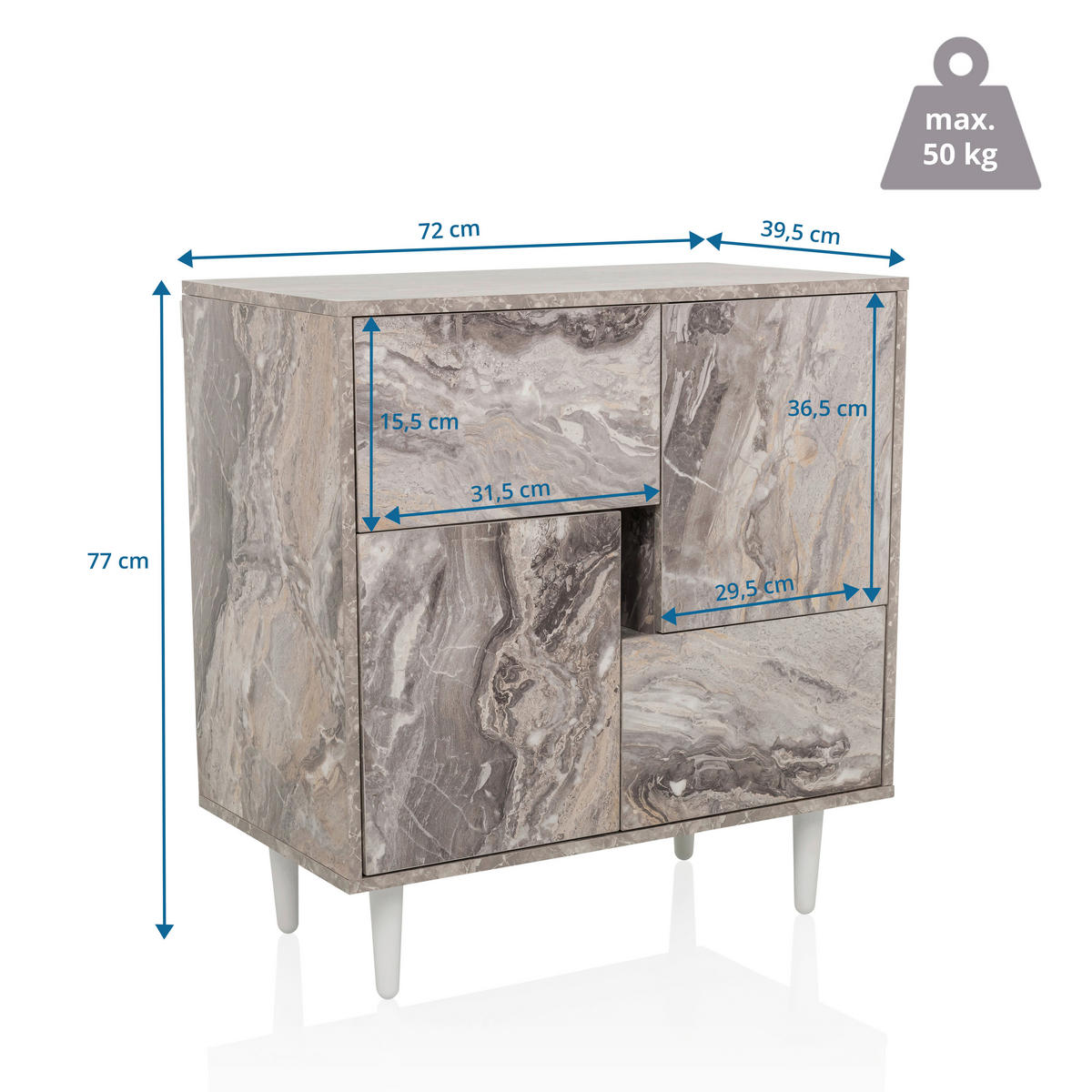 BYRÅ 72/77/39,5 cm  - vit/brun, Modern, trämaterial/trä (72/77/39,5cm) - MID.YOU