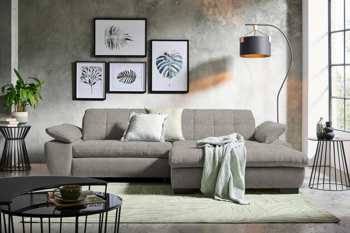 ECKSOFA in Webstoff Grau  - Schwarz/Grau, Design, Textil/Metall (265/180cm) - Carryhome