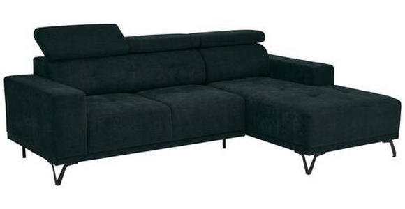 ECKSOFA in Chenille Grün  - Schwarz/Grün, KONVENTIONELL, Textil/Metall (264/178cm) - Hom`in