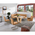 ECKBANK 137/219 cm  in Edelstahlfarben, Cognac  - Edelstahlfarben/Cognac, Design, Textil/Metall (137/219cm) - Dieter Knoll
