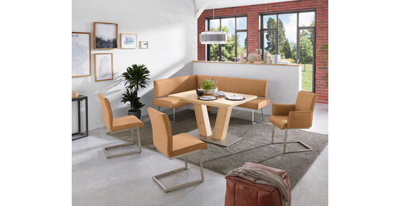 ECKBANK 137/219 cm  in Edelstahlfarben, Cognac  - Edelstahlfarben/Cognac, Design, Textil/Metall (137/219cm) - Dieter Knoll