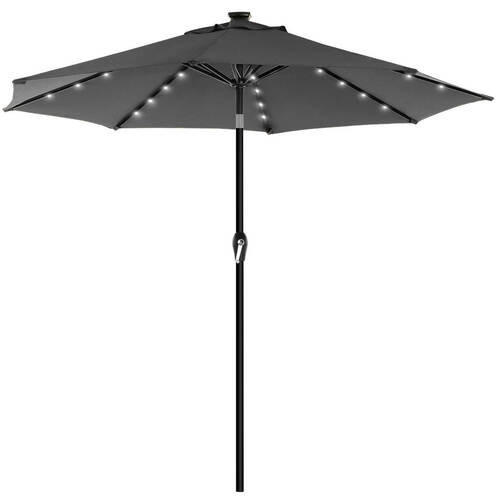 LED-Sonnenschirm 270 cm Grau  - Schwarz/Grau, Basics, Textil/Metall (270/270cm) - Modante