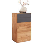 SCHUHSCHRANK Eiche massiv Anthrazit, Eichefarben - Eichefarben/Anthrazit, Design, Glas/Holz (60/105/38cm) - Waldwelt