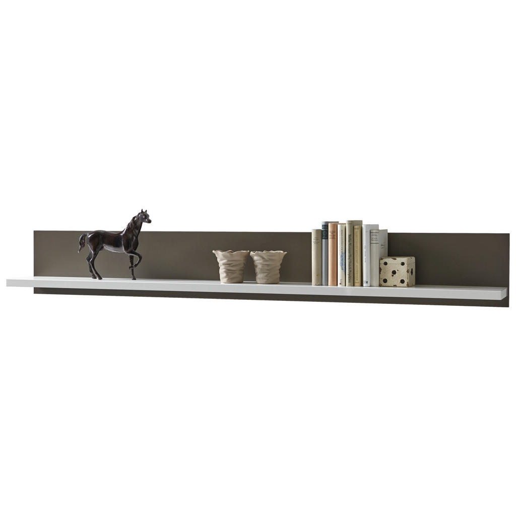 Thumbnail - Livetastic Wandboard Accra, Grau, Weiß Hochglanz, Holzwerkstoff, 184x25x22 cm, Made in EU, Wohnzimmer, Regale, Wandboard...