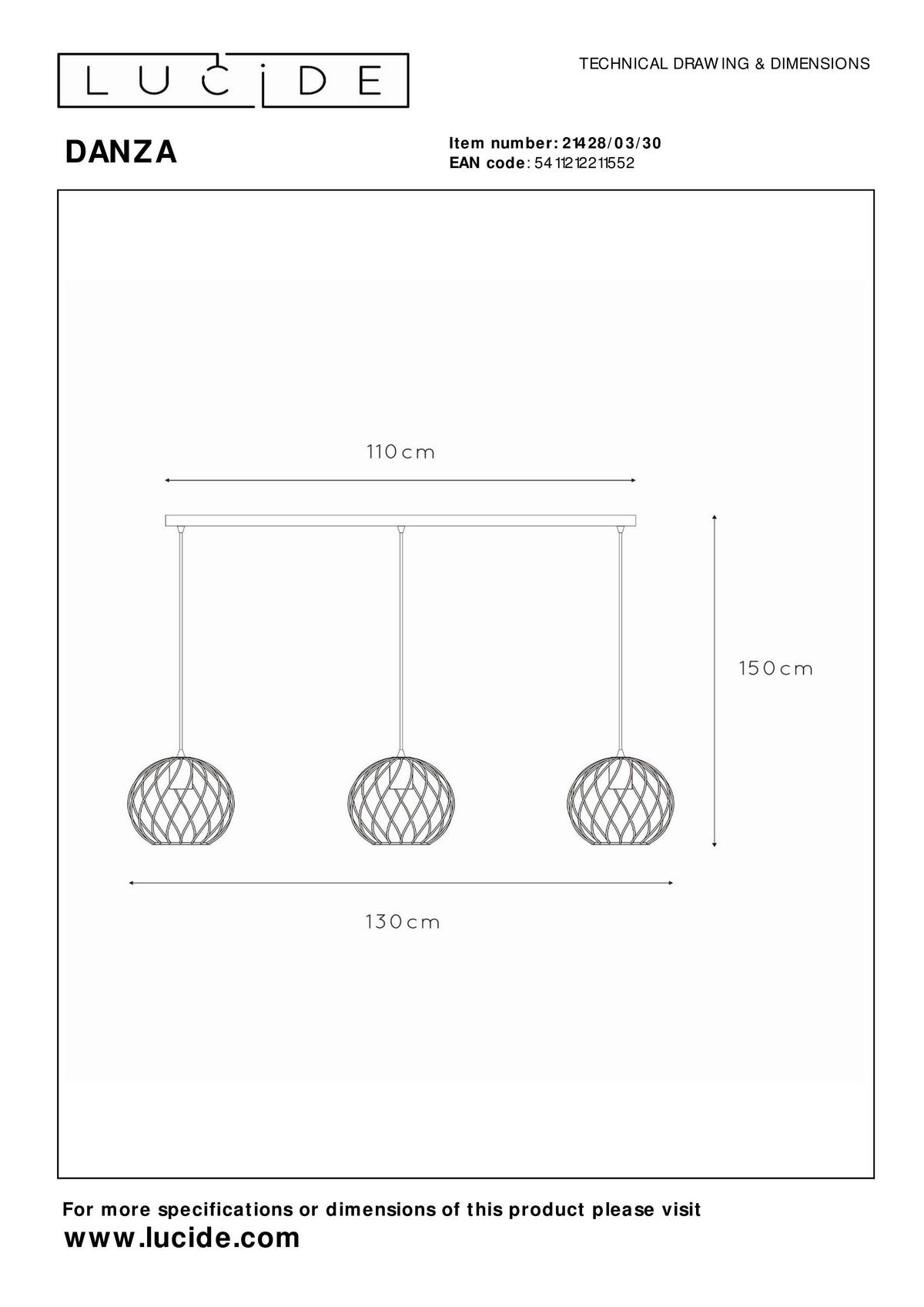 PENDELLEUCHTE 130/25/150 cm  - Design, Metall (130/25/150cm) - Lucide