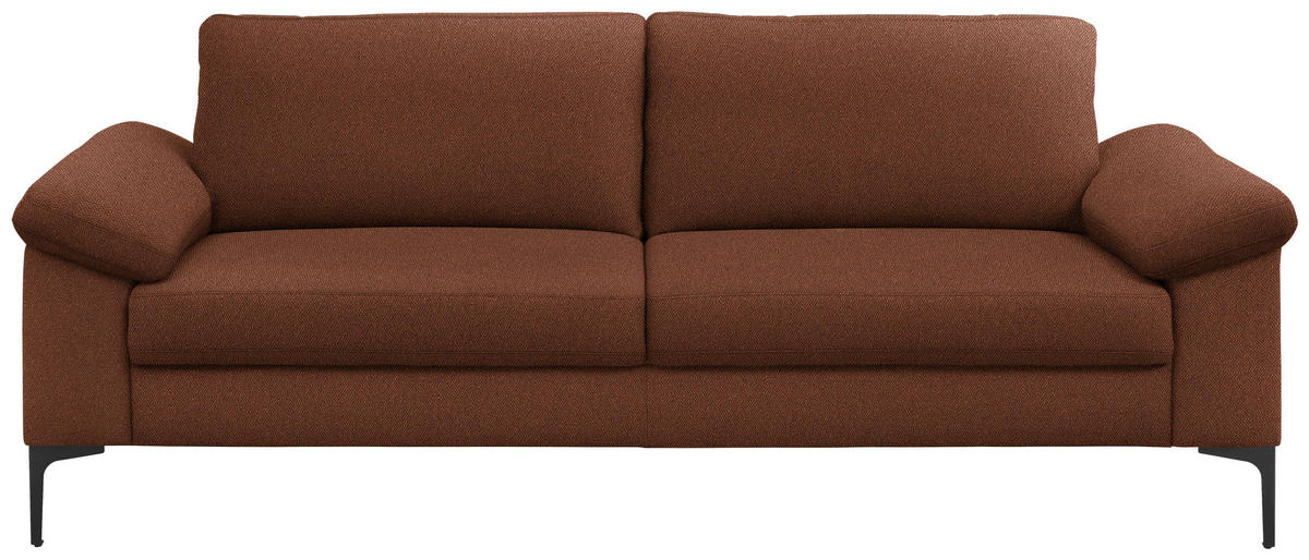 3-SITZER-SOFA in Flachgewebe Rostfarben  - Rostfarben/Schwarz, Design, Textil/Metall (226/89/97cm) - Pure Home Lifestyle