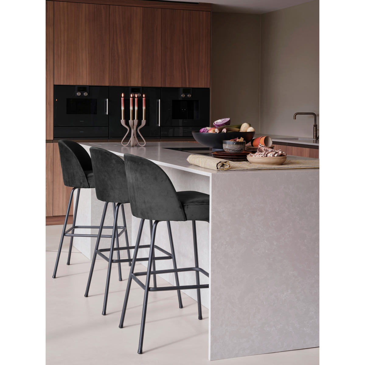 BARHOCKER in Metall, Textil Schwarz  - Schwarz, MODERN, Textil/Metall (50/103/55cm) - Livetastic