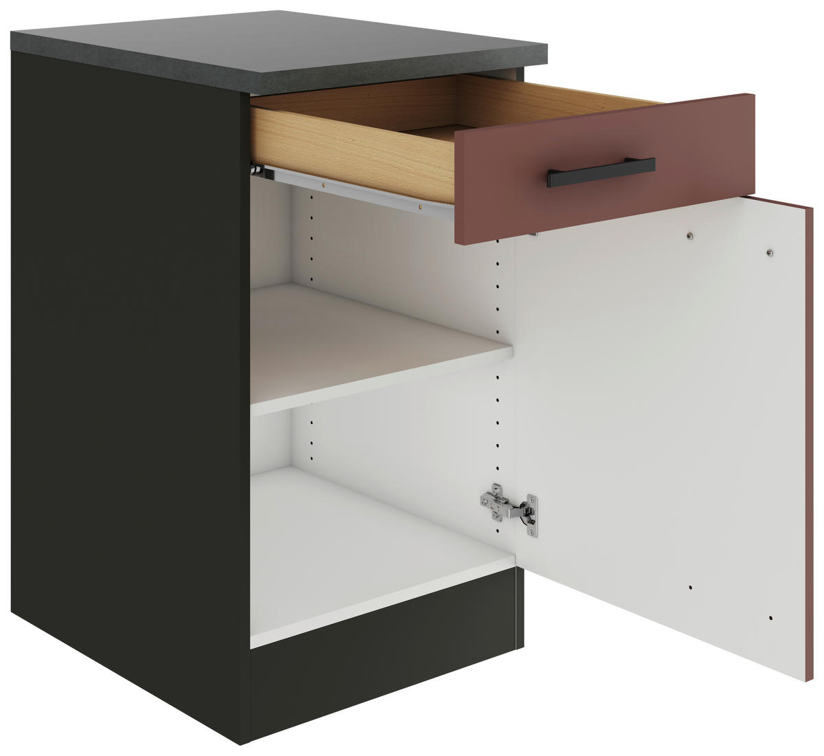 KÜCHENUNTERSCHRANK 50/84,8/60 cm  in Rotbraun  - Rotbraun/Anthrazit, Basics, Holzwerkstoff/Metall (50/84,8/60cm) - Optifit