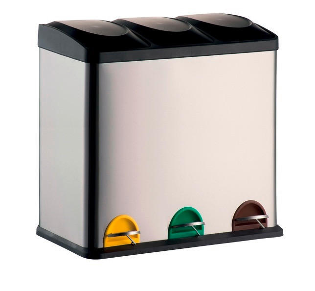 TRETEIMER 60 l  Metall  - Silberfarben/Schwarz, Basics, Kunststoff/Metall (60,5cm)