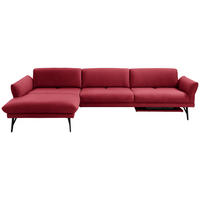 ECKSOFA in Echtleder Rot  173/308 cm  - Anthrazit/Rot, Design, Leder/Metall (173/308cm) - Joop!