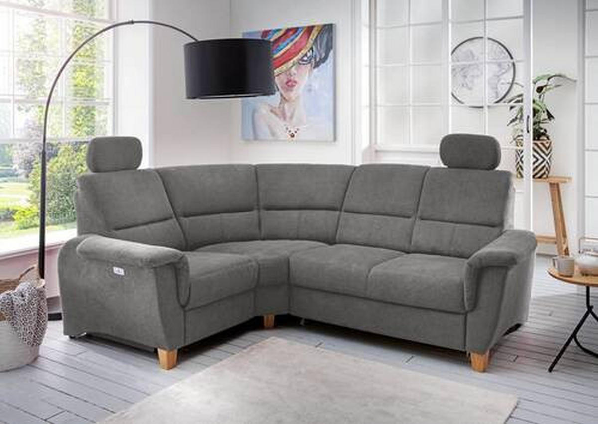 ECKSOFA in Struktur Dunkelgrau  - Wildeiche/Dunkelgrau, Konventionell, Holz/Textil (186/237cm) - Livetastic