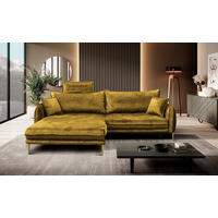 ECKSOFA in Velours Senfgelb  196/264 cm  - Goldfarben/Senfgelb, Design, Textil/Metall (196/264cm) - MID.YOU