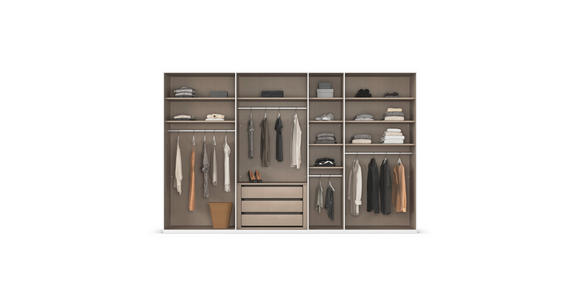 DREHTÜRENSCHRANK 350/235/61 cm,  in Graphitfarben, 7-türig  - Graphitfarben, Basics, Glas/Holzwerkstoff (350/235/61cm) - Novel