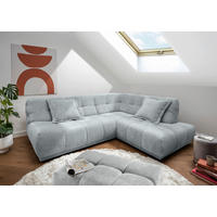ECKSOFA ITALIA in Chenille Hellblau  254/203 cm  - Schwarz/Hellblau, MODERN, Kunststoff/Textil (254/203cm) - Livetastic