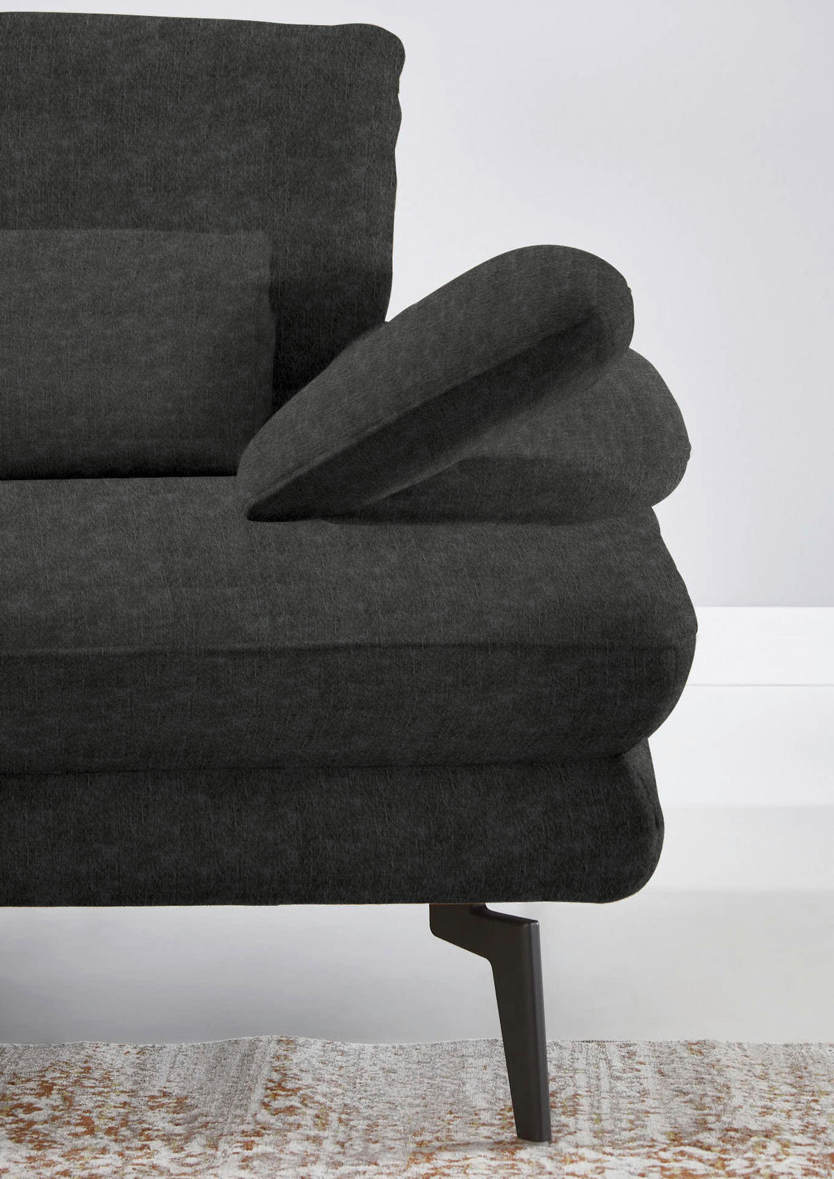 ECKSOFA in Velours Anthrazit  - Anthrazit/Schwarz, Design, Textil/Metall (180/310cm) - Dieter Knoll