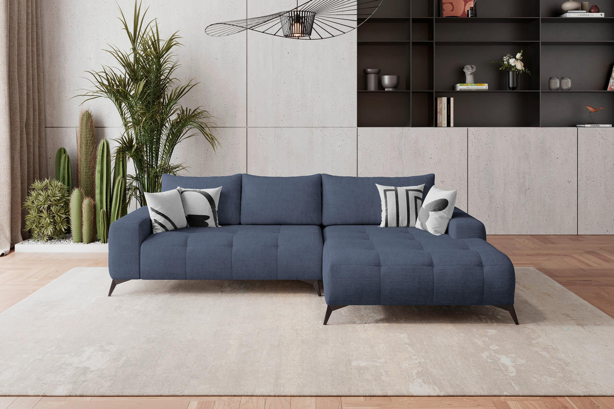 HÖRNSOFFA i flatväv blå  - blå/svart, Trend, metall/textil (290/175cm) - MID.YOU