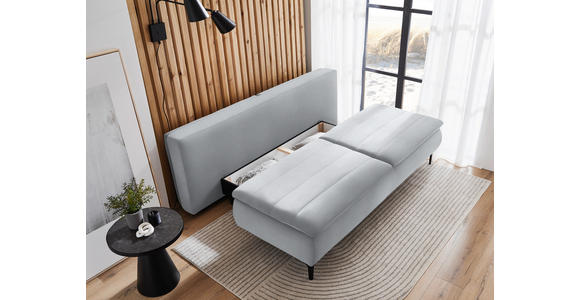 BOXSPRINGSOFA Flachgewebe Grauweiß  - Grauweiß/Schwarz, KONVENTIONELL, Textil/Metall (204/93/100cm) - Novel