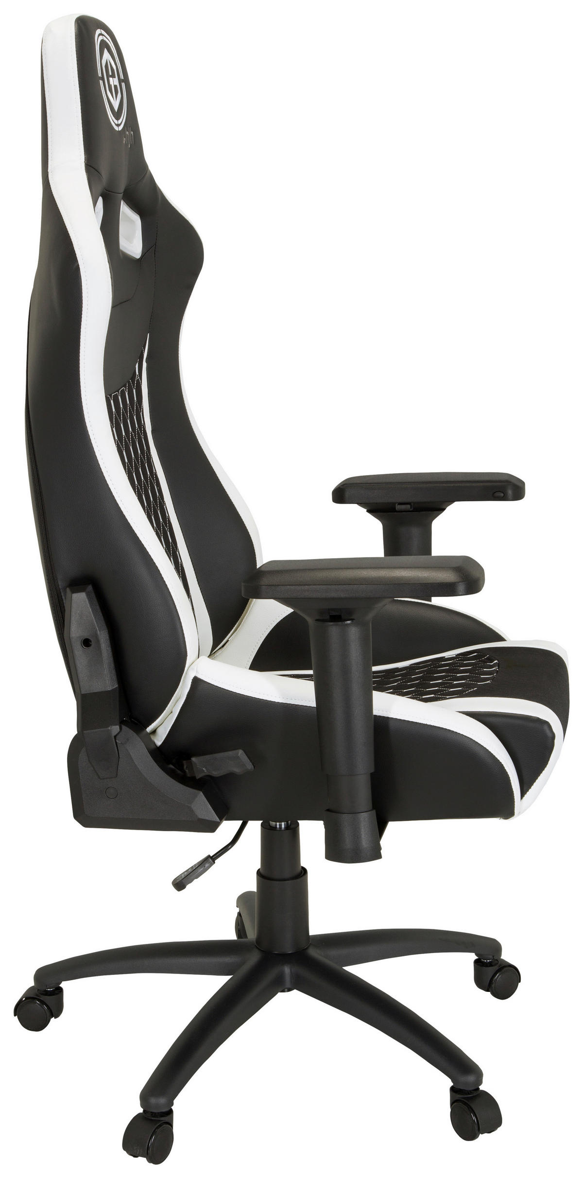 GAMINGSTUHL Schwarz, Weiß Textil   - Schwarz/Weiß, MODERN, Kunststoff/Textil (74/137/66cm) - MID.YOU