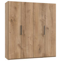 DREHTÜRENSCHRANK 200/216/58 cm,  in Eichefarben, 4 Tür(en)  - Chromfarben/Eichefarben, MODERN, Holzwerkstoff (200/216/58cm) - MID.YOU