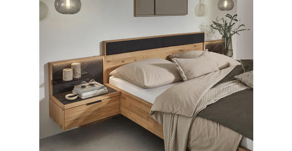 BETTANLAGE - Wildeiche/Schwarz, Design, Holz/Textil (180/200cm) - Valnatura