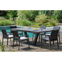 GARTENTISCHGRUPPE beschichtet Aluminium  - Anthrazit/Schwarz, Basics, Glas/Textil