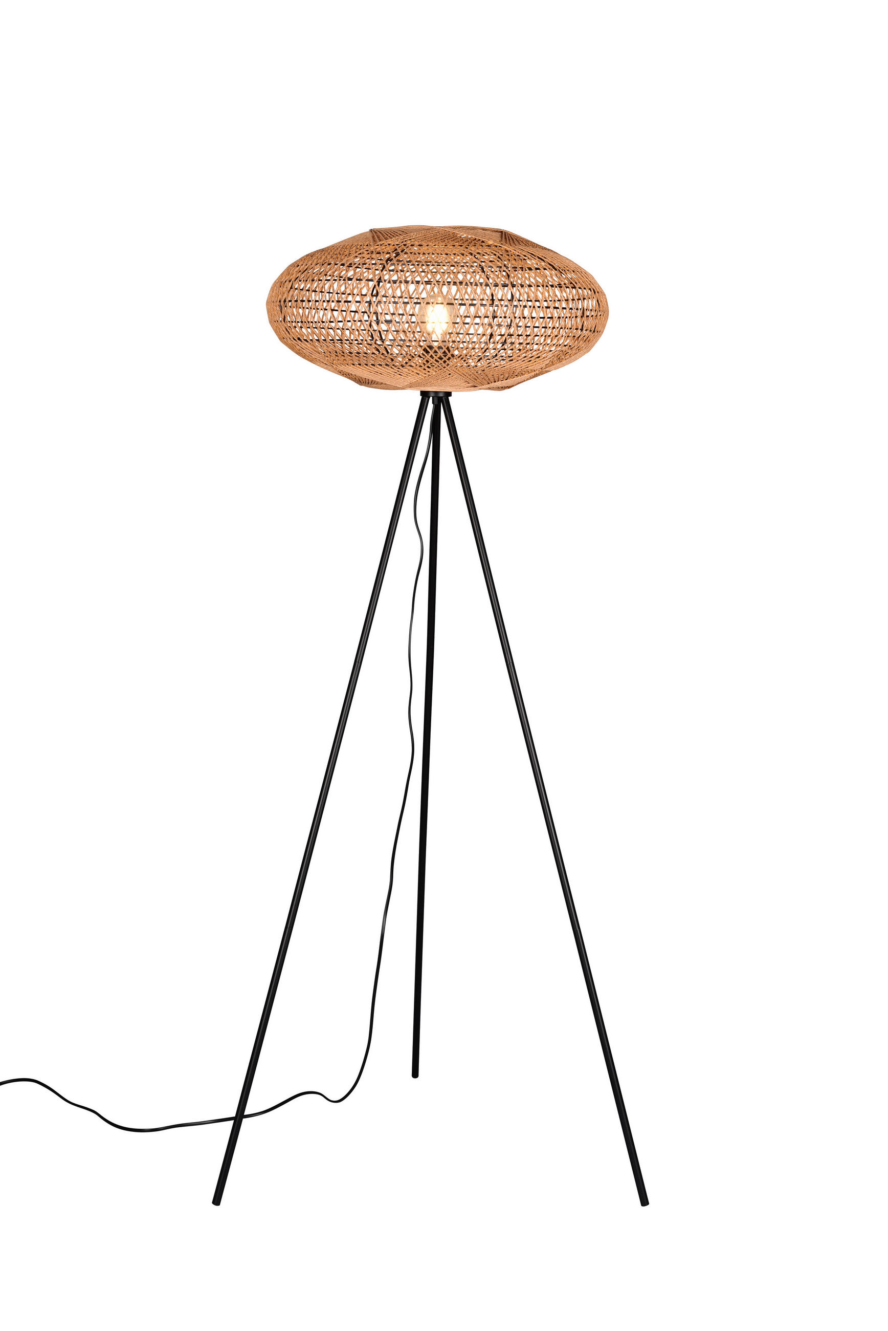 GOLVLAMPA Hedda 52/150 cm    - brun/svart, Natur, metall/trä (52/150cm) - Trio Leuchten