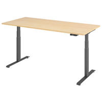 SCHREIBTISCH 180/80/64,5-129,5 cm  in Graphitfarben, Ahornfarben  - Ahornfarben/Graphitfarben, KONVENTIONELL, Holzwerkstoff/Metall (180/80/64,5-129,5cm) - Venda