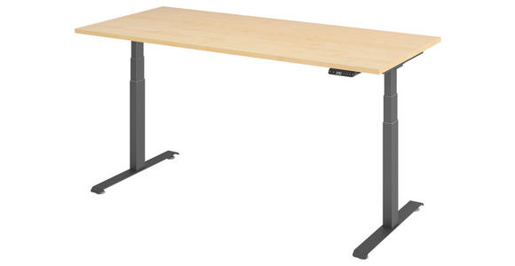 SCHREIBTISCH 180/80/64,5-129,5 cm Graphitfarben, Ahornfarben höhenverstellbar  - Ahornfarben/Graphitfarben, KONVENTIONELL, Holzwerkstoff/Metall (180/80/64,5-129,5cm) - Venda