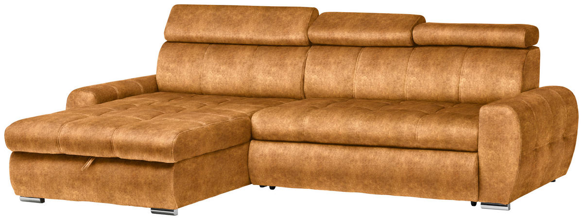 KUTNA GARNITURA tekstil  narančasta   - narančasta/boje kroma, Design, tekstil/plastika (173/276cm) - Stylife