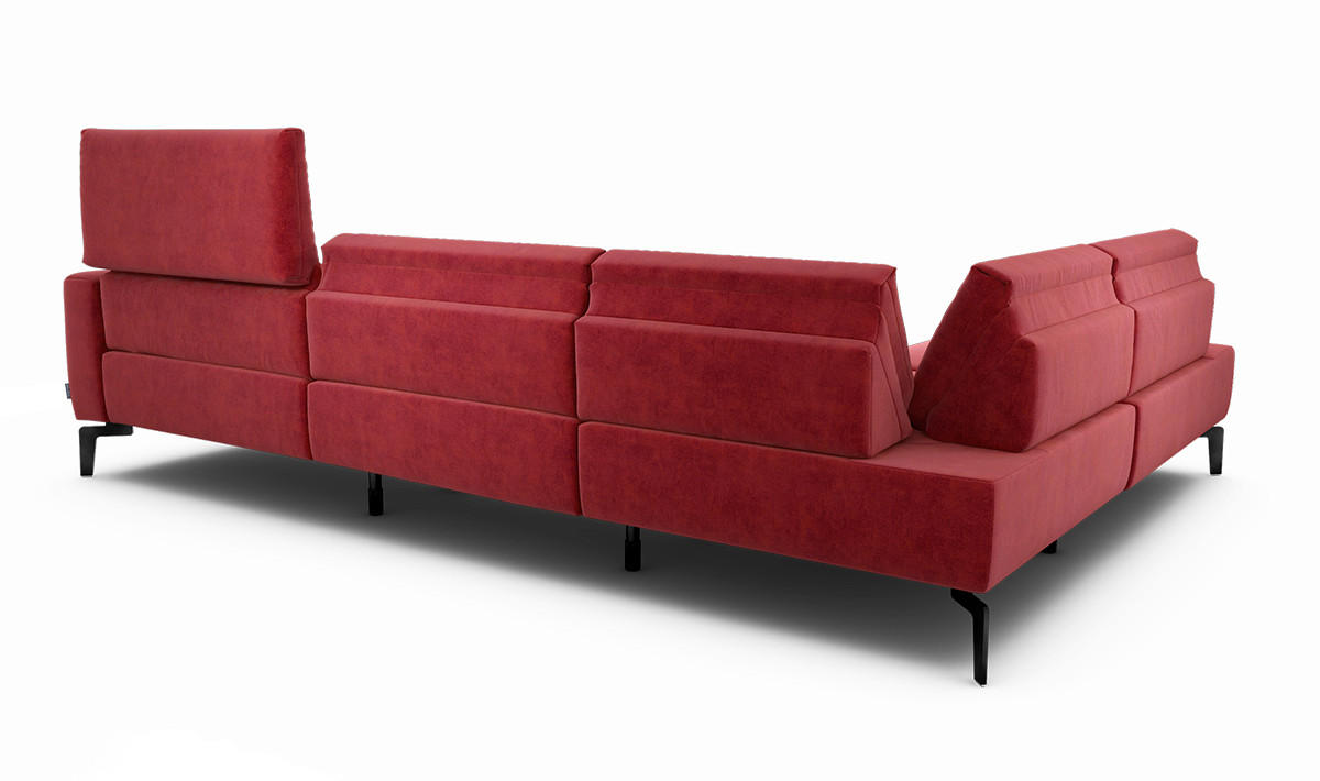 ECKSOFA Cosy Rot Samt  - Rot/Schwarz, Design, Textil/Metall (213/296cm) - SENSOO