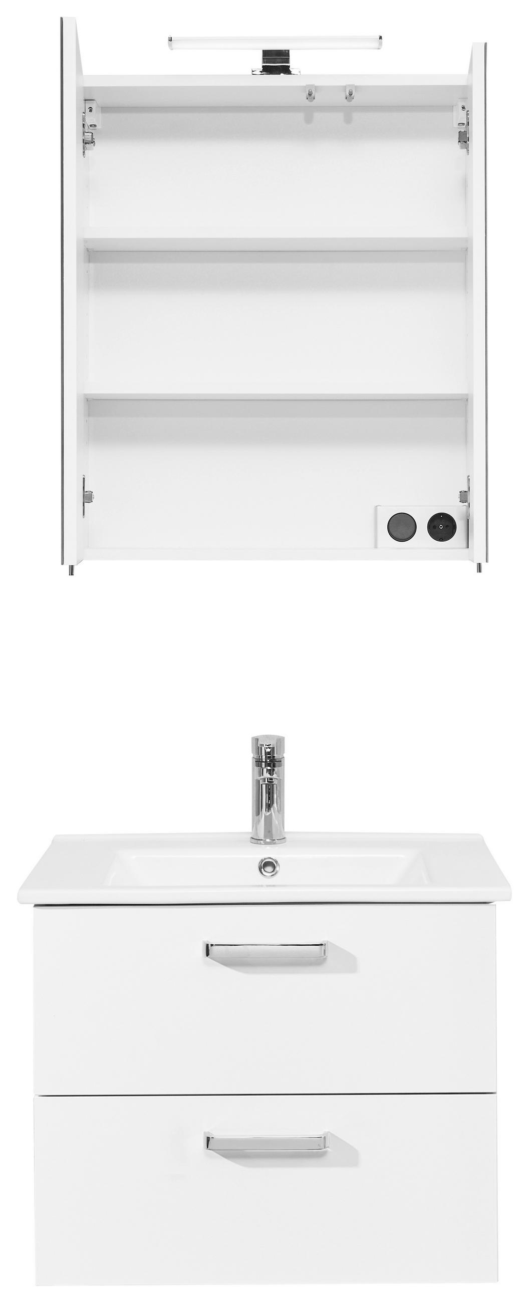 FÜRDŐSZOBABÚTOR - krómszínű/fehér, Design, faalapú anyag/üveg (65cm) - Xora