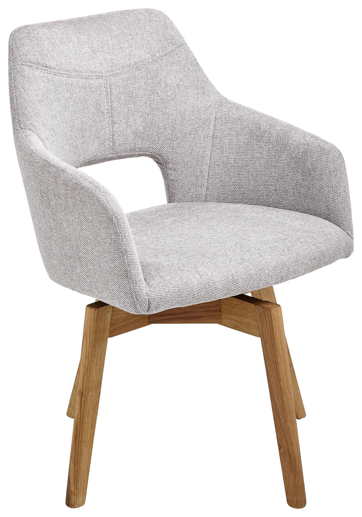 KAROSSZÉK szürke, tölgyfa  - tölgyfa/szürke, Design, textil/fa (57/84/57cm) - Voleo