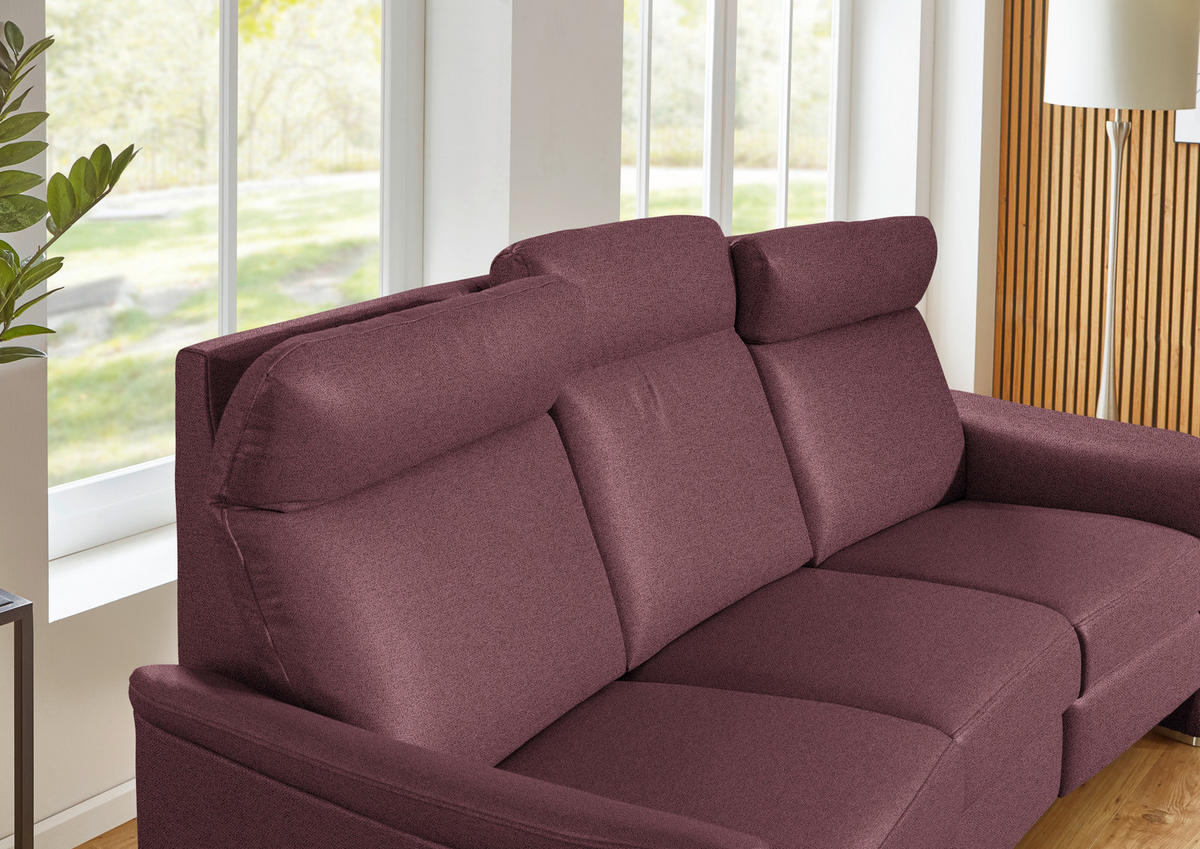 2-SITZER-SOFA  in Flachgewebe Weinrot  - Weinrot/Alufarben, KONVENTIONELL, Textil/Metall (156/107/95cm) - Beldomo Comfort