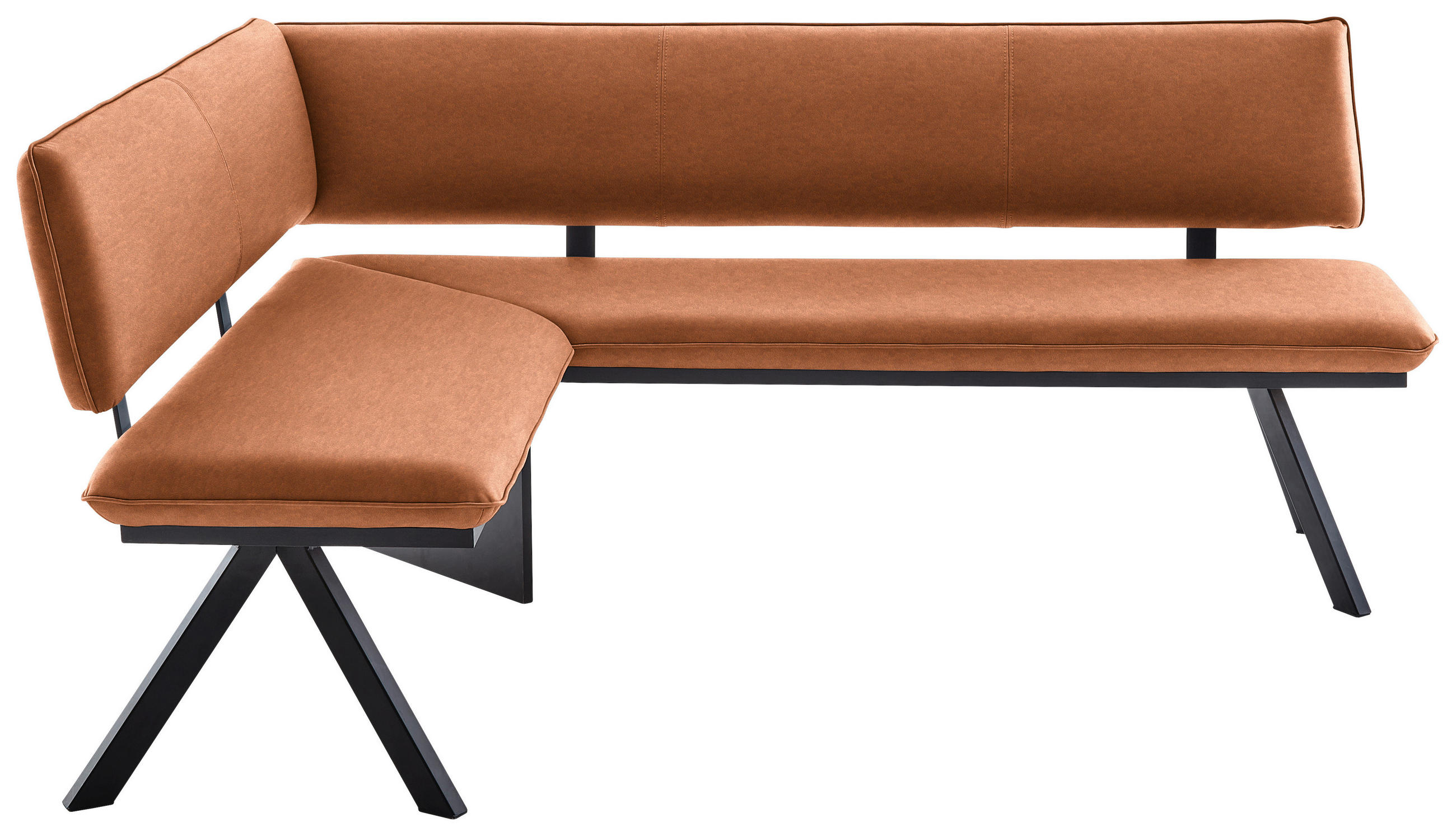 ECKBANK 150/190 cm  in Cognac  - Cognac/Schwarz, MODERN, Textil/Metall (150/190cm) - Cantus