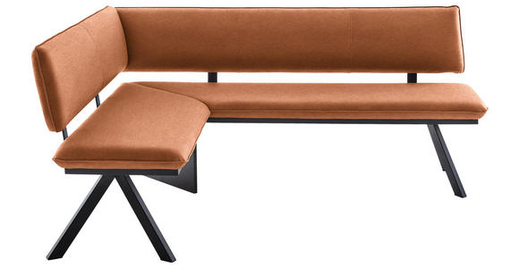 ECKBANK 140/180 cm in Schwarz, Cognac - Cognac/Schwarz, MODERN, Textil/Metall (140/180cm) - Cantus